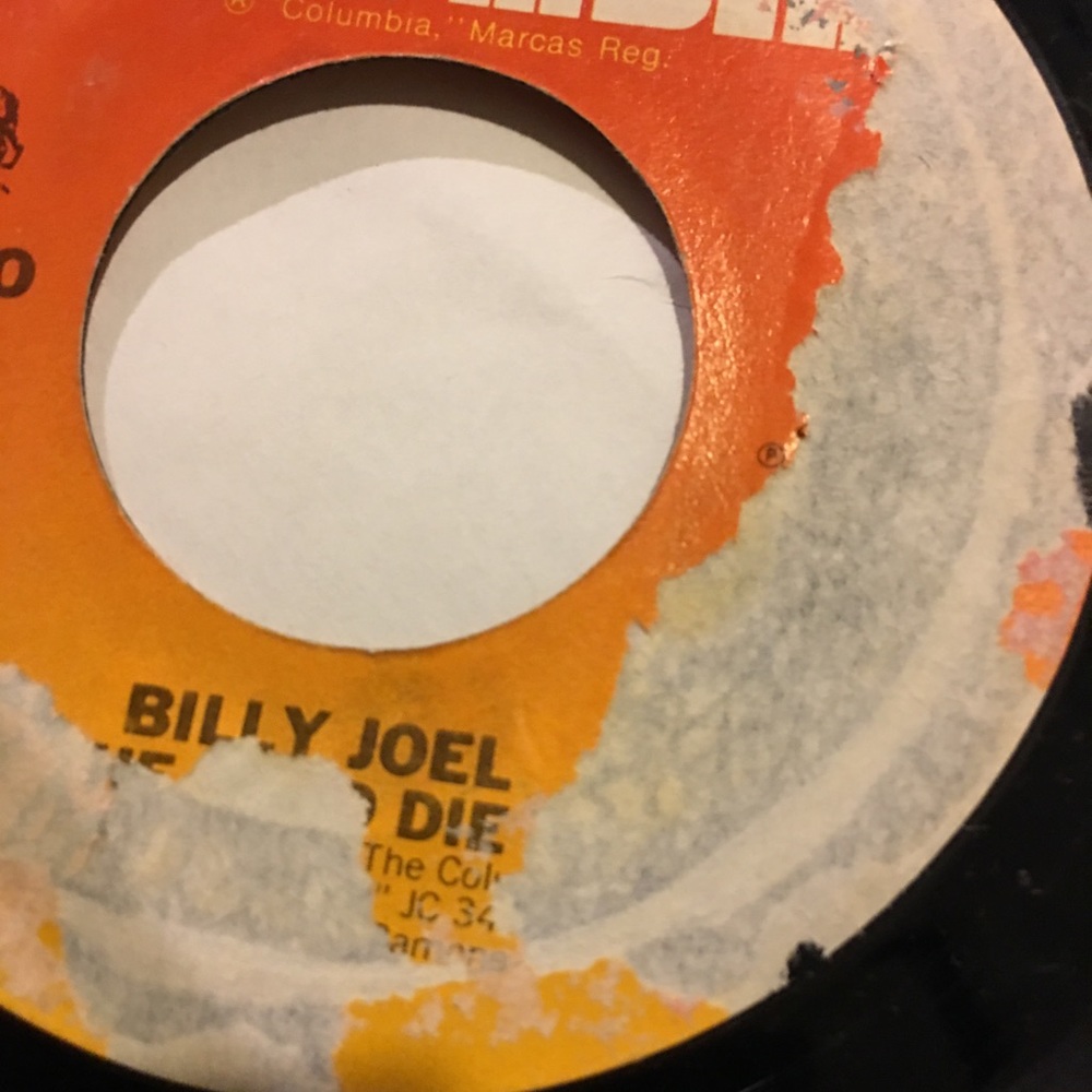 Billy Joel's 45 inch vinyl record